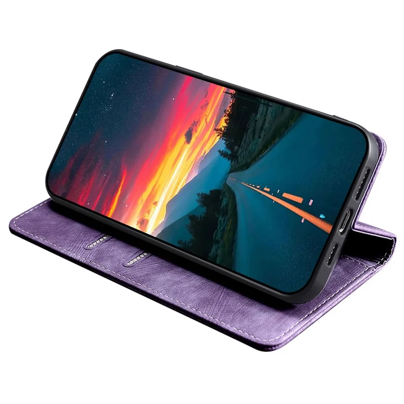 For Xiaomi Redmi Note 13 4G Phone Stand Case RFID Blocking Wallet PU Leather Phone Cover - Purple