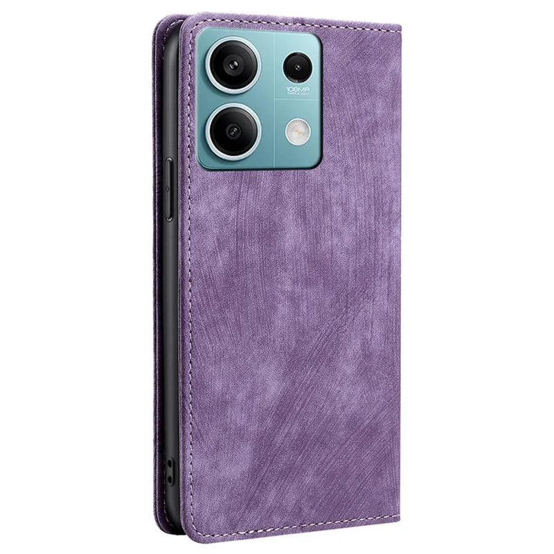 For Xiaomi Redmi Note 13 4G Phone Stand Case RFID Blocking Wallet PU Leather Phone Cover - Purple