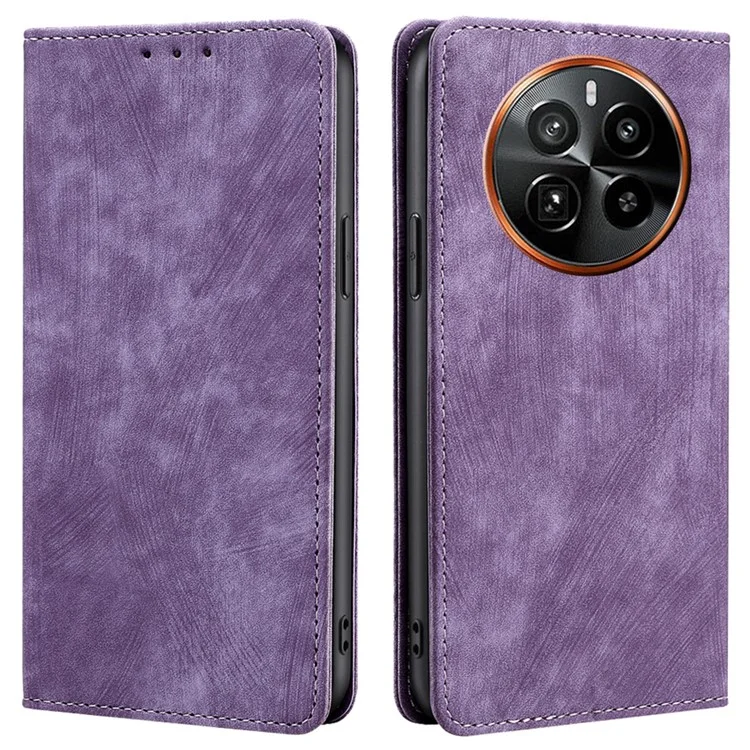 Pour Realme GT5 Pro 5G RFID Blocking Wallet Mobile Phone Case PU Leather Cover - Purple