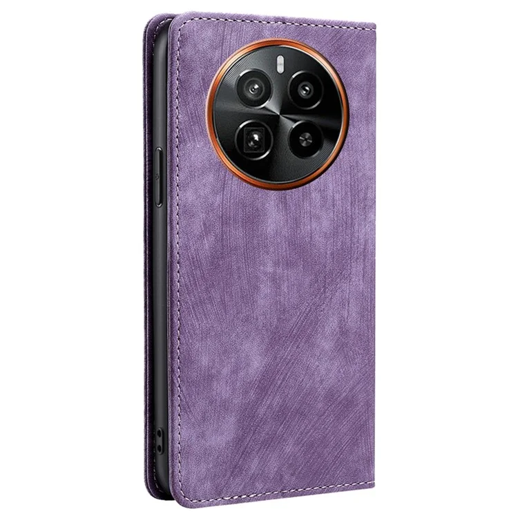 Pour Realme GT5 Pro 5G RFID Blocking Wallet Mobile Phone Case PU Leather Cover - Purple
