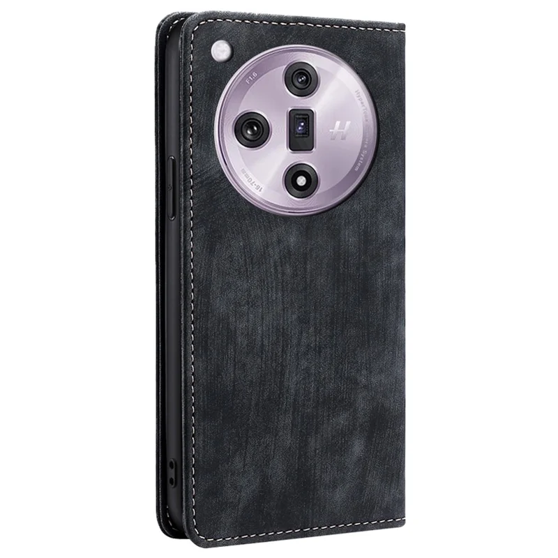 For Oppo Find X7 5G Case RFID Blocking PU Leather Flip Cell Phone Cover - Black