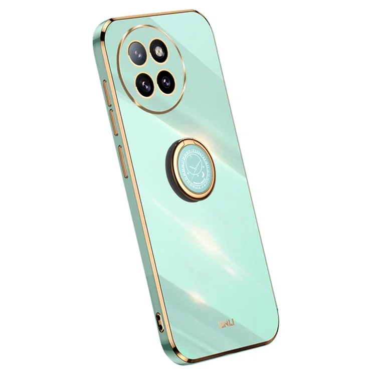 XINLI Para Xiaomi Civi 4 Pro 5G / 14 Civi 5G Funda de teléfono Anillo del marco de enchapado Soporte Anticaída Funda TPU - Cian