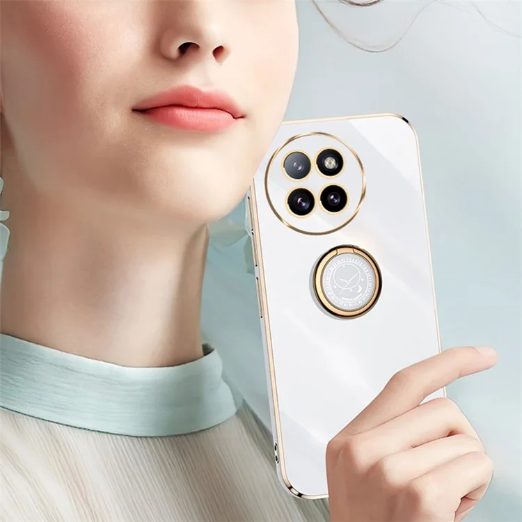 XINLI Para Xiaomi Civi 4 Pro 5G / 14 Civi 5G Funda de teléfono Anillo del marco de enchapado Soporte Anticaída Funda TPU - Cian