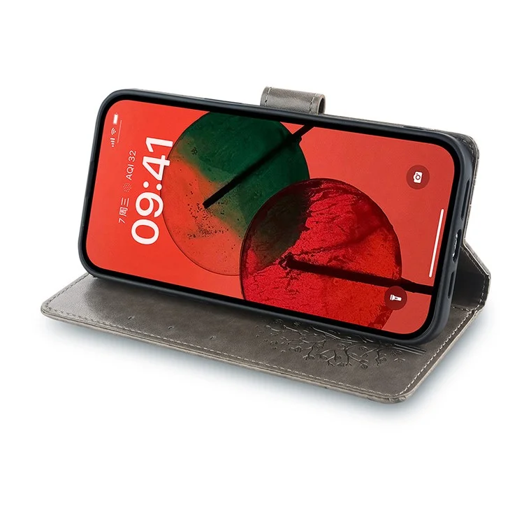 Чехол для Samsung Galaxy S24+ с узором в виде оленя и дерева, кожаный бумажник со слотами для карт - фиолетовый