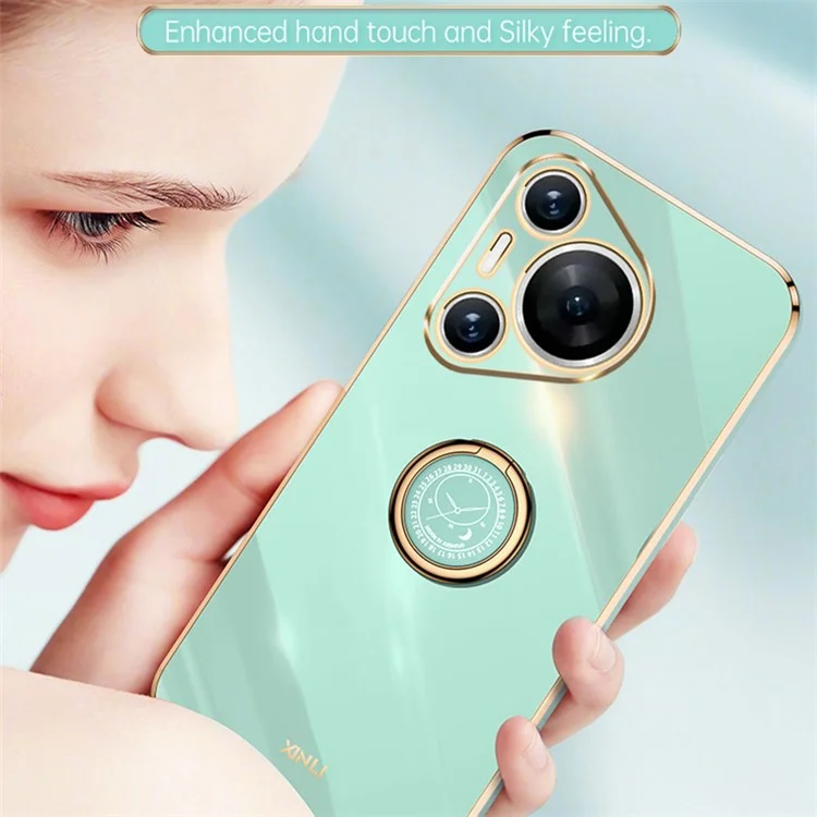 XINLI Per Huawei Pura 70 Pro Case Elettroplaccatura Supporto Kickstand TPU Cover per telefono - Ciano