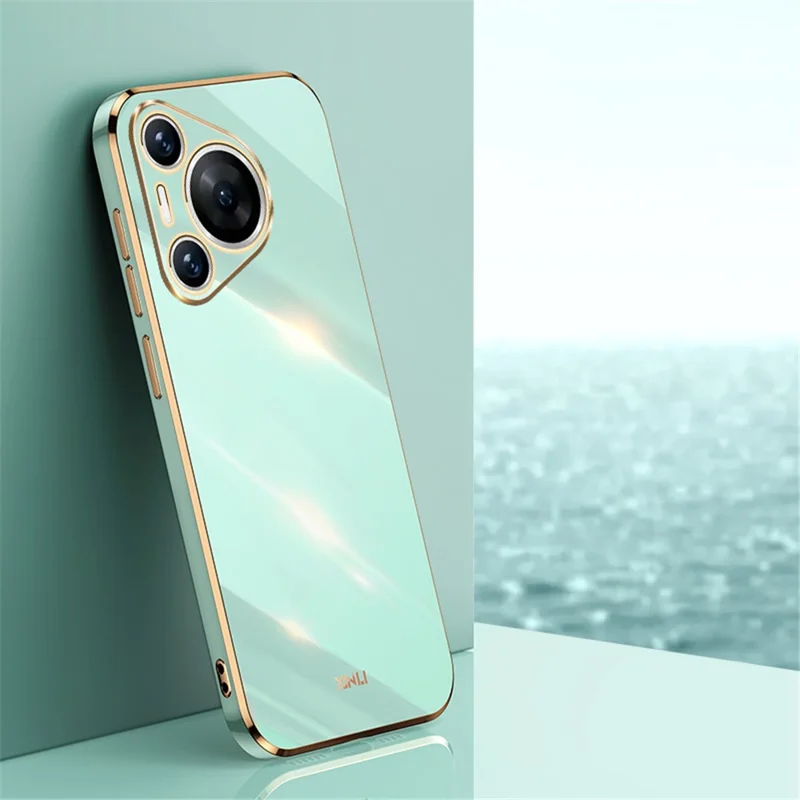 XINLI Para Huawei Pura 70 Caja Flexible de TPU Cubierta de Teléfono Electrolizada de Metal - Cian