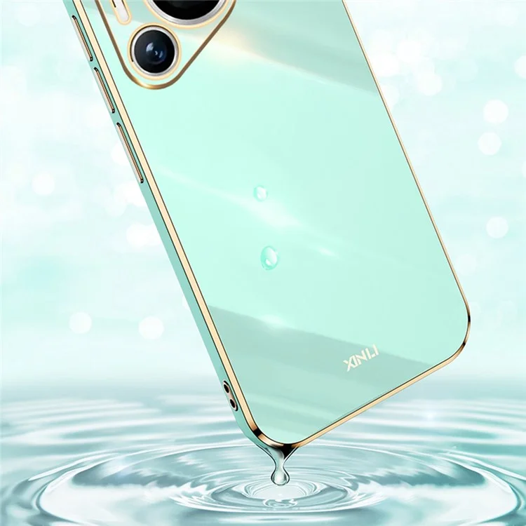 XINLI Para Huawei Pura 70 Caja Flexible de TPU Cubierta de Teléfono Electrolizada de Metal - Cian