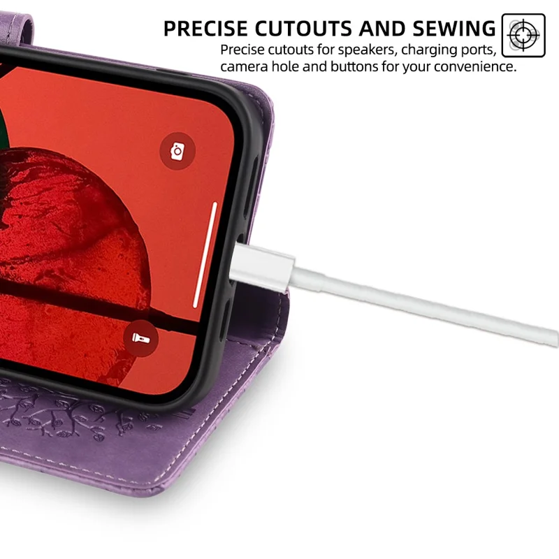 For Infinix Hot 40i Phone Case Deer Tree Pattern Card Slots Cover with Wrist Strap - Purple