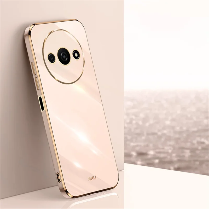 XINLI Per Xiaomi Redmi A3 4G / Poco C61 4G Custodia TPU Tagli precisi Protezione lente Copertura telefonica elettroplaccata - Rosa