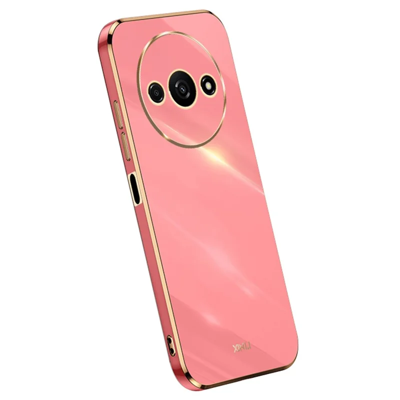 XINLI For Xiaomi Redmi A3 4G / Poco C61 4G TPU Case Precise Cut-Outs Lens Protection Electroplating Phone Cover - Red