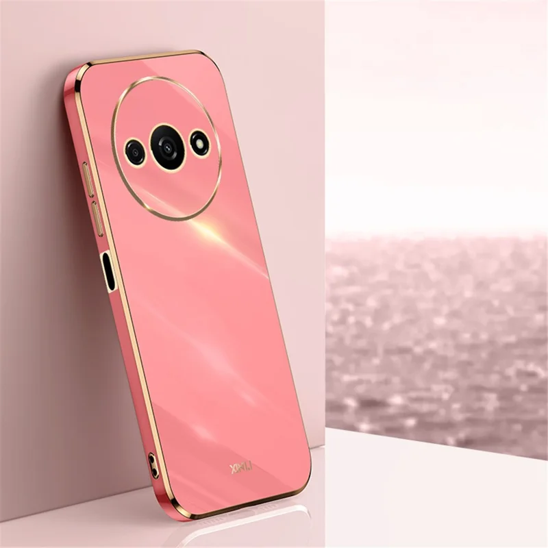 XINLI For Xiaomi Redmi A3 4G / Poco C61 4G TPU Case Precise Cut-Outs Lens Protection Electroplating Phone Cover - Red