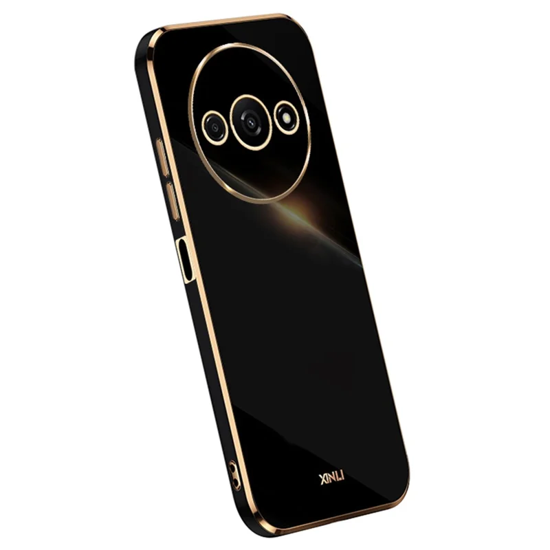 XINLI For Xiaomi Redmi A3 4G / Poco C61 4G TPU Case Precise Cut-Outs Lens Protection Electroplating Phone Cover - Black