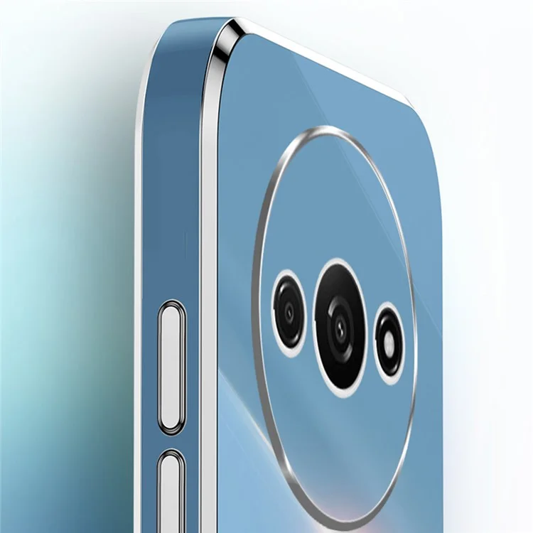 XINLI Pour Xiaomi Redmi A3 4G / Poco C61 4G Boîtier de Protection Électrolytique avec Support de Bague - Cyan