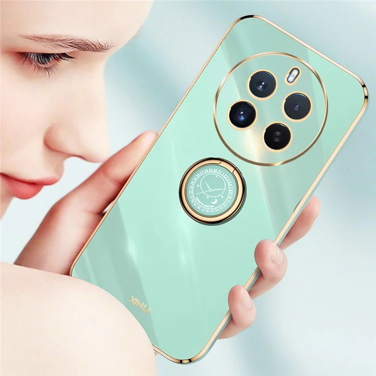 XINLI Für Realme 12 4G / 12+ 5G / Narzo 70 Pro 5G Kickstand Case Electroplating Soft TPU Handyhülle - Cyan