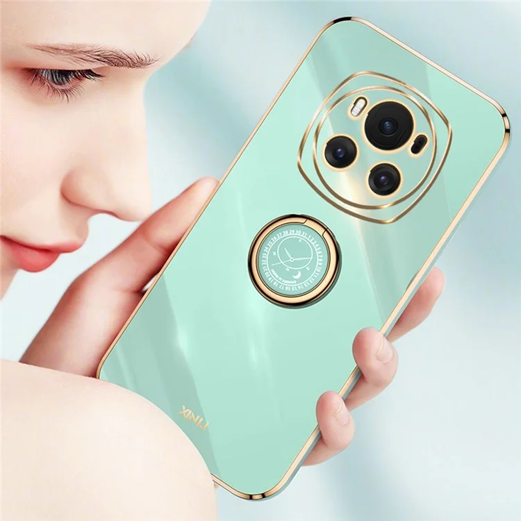 XINLI For Honor Magic6 5G TPU-Чехол с кольцом-подставкой и металлизированным покрытием - Синий
