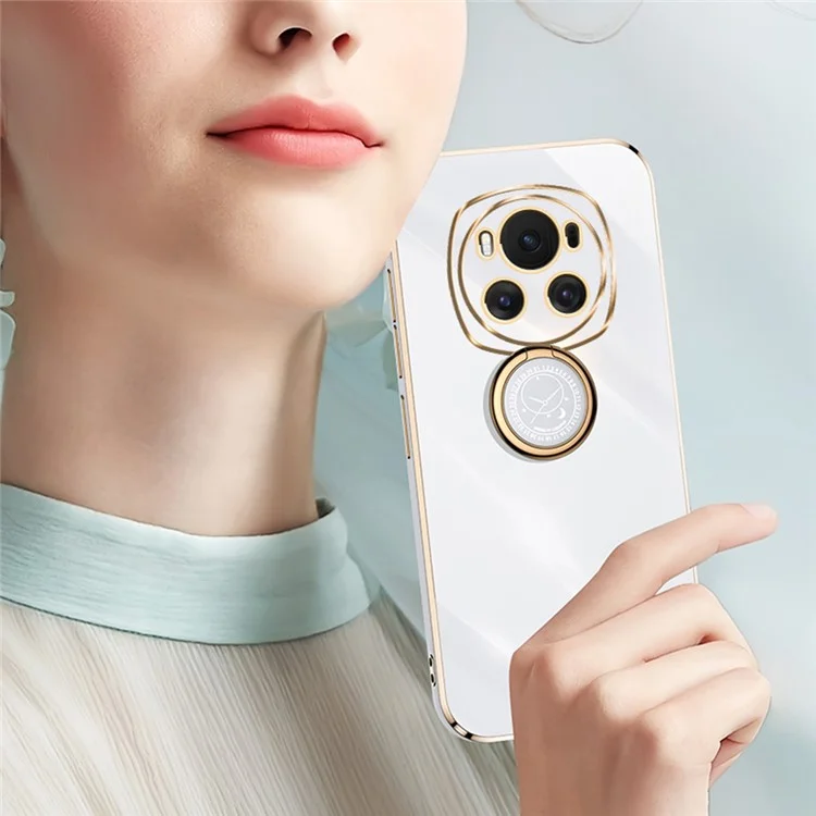 XINLI For Honor Magic6 5G TPU-Чехол с кольцом-подставкой и металлизированным покрытием - Синий