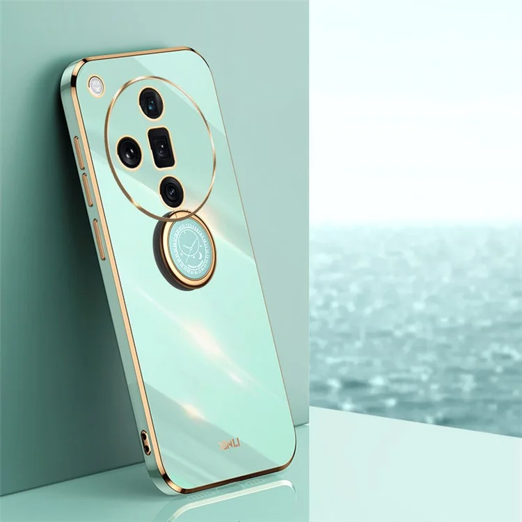 XINLI Para Oppo Find X7 5G Capa de Telefone Revestimento TPU com Anel Suporte - Ciano