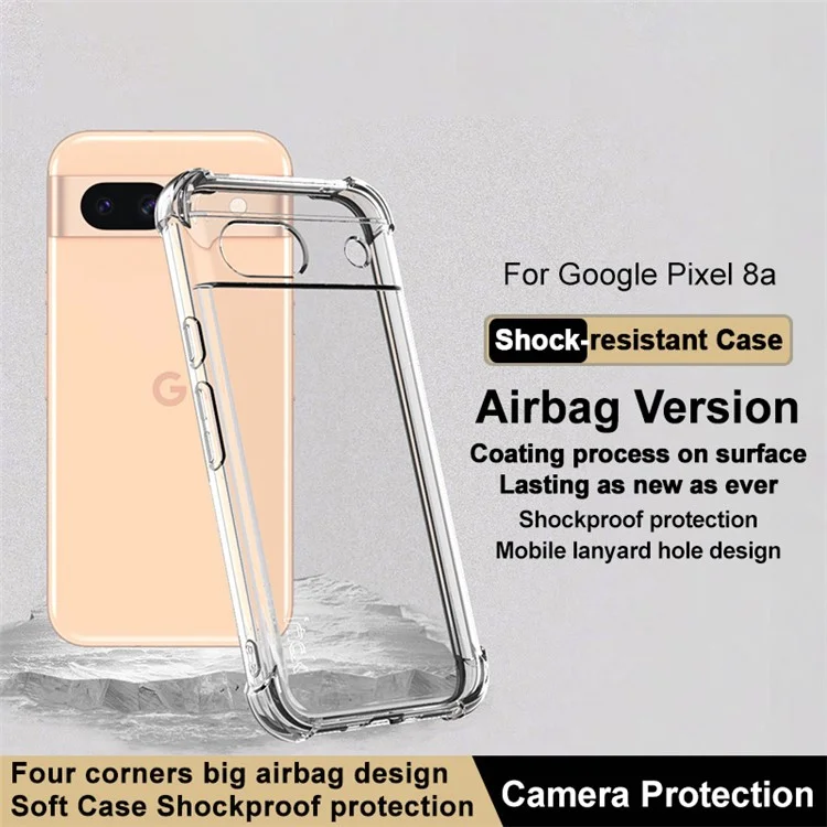 IMAK Per Google Pixel 8a Case Airbag Drop Impact TPU Phone Cover - Trasparente