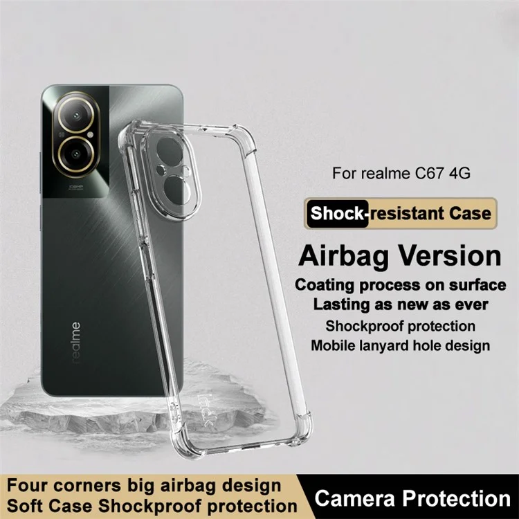 IMAK For Realme C67 4G TPU Case Reinforced Corners Anti-drop Phone Cover - Transparent