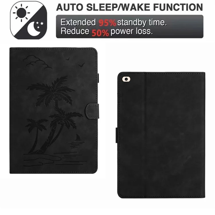 For iPad Air (2013) / Air 2 / iPad 9.7-inch (2017) / (2018) Case Card Slots Stand Leather Tablet Cover - Black