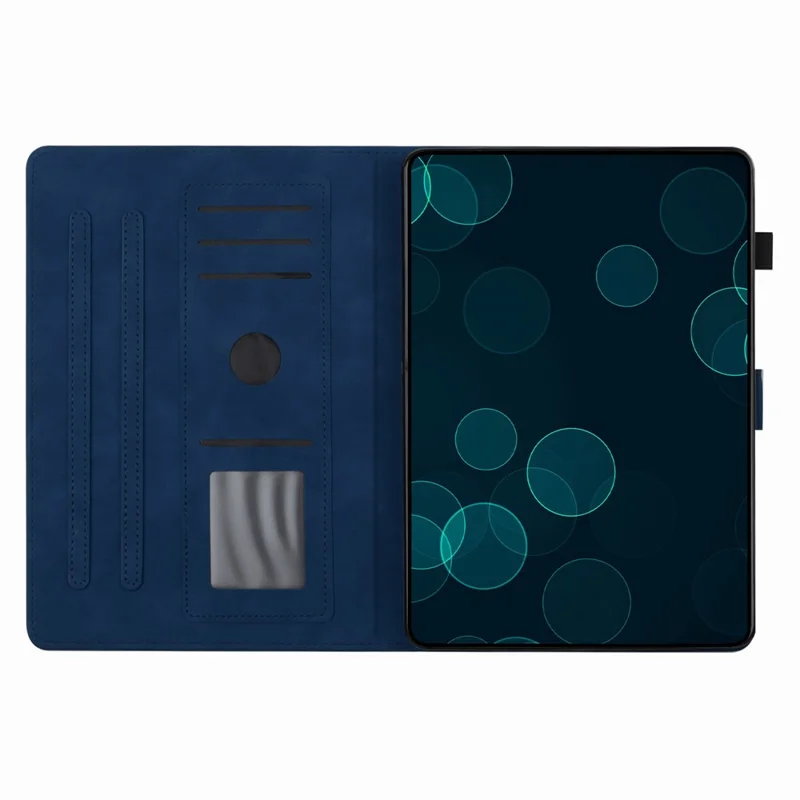 For iPad mini (2024) / mini (2021) Smart Case PU Leather Coconut Tree Imprinted Tablet Cover with Card Holder - Blue