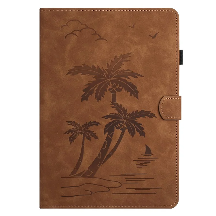For Samsung Galaxy Tab S6 Lite (2022) P613 / P619 / Tab S6 Lite (2024) / Tab S6 Lite (2020) P610 / 615 Case Imprinted Leather Tablet Cover - Brown