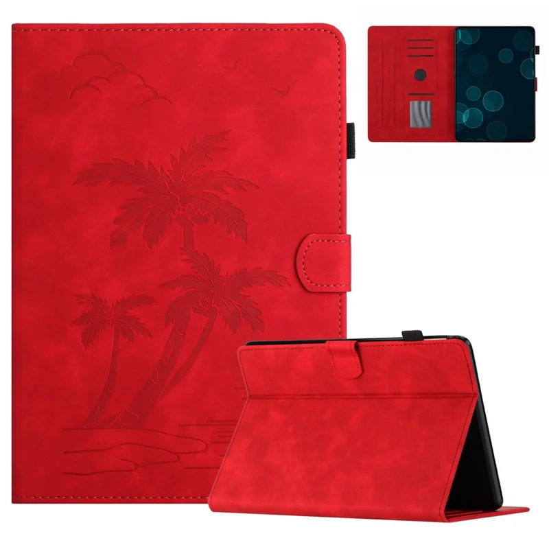 Leather Case for Amazon Kindle Paperwhite (2015) / Paperwhite 2 (2015) / Paperwhite 3 (2015) / Paperwhite 4 (2018) , Coconut Tree Tablet Cover - Red
