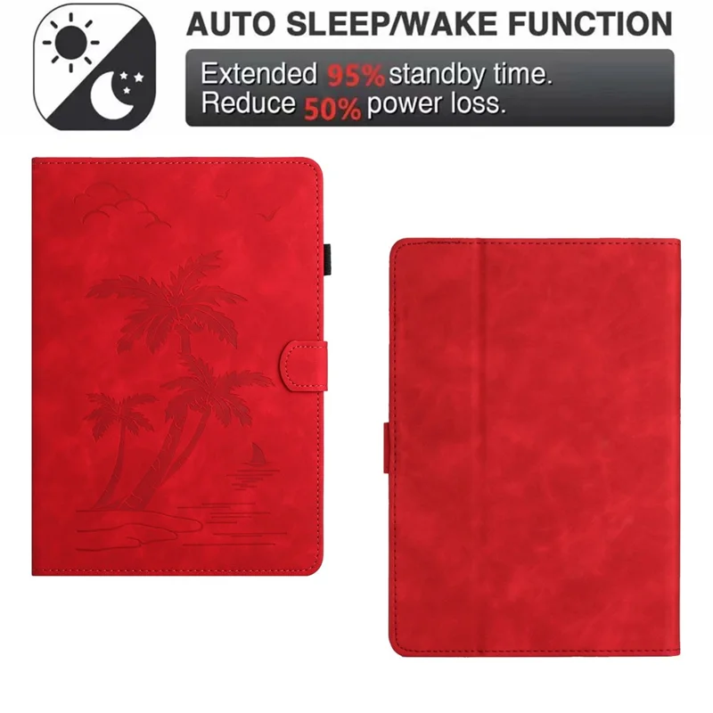 Leather Case for Amazon Kindle Paperwhite (2015) / Paperwhite 2 (2015) / Paperwhite 3 (2015) / Paperwhite 4 (2018) , Coconut Tree Tablet Cover - Red