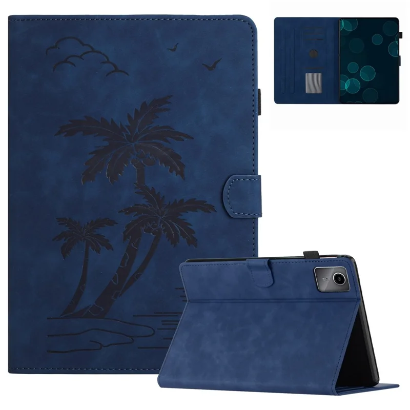 Per Xiaomi Pad 6 / Pad 6 Pro Custodia Porta Carte Stand Cocco Impresso Custodia in Pelle Tablet - Blu