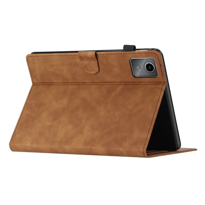 For Xiaomi Pad 6 / Pad 6 Pro Case Card Holder Stand Coconut Tree Imprinted Leather Tablet Cover - Brown