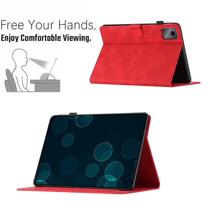 Futera skórzana na tablet Xiaomi Redmi Pad z nadrukiem palmy z kieszeniami na karty - Czerwony