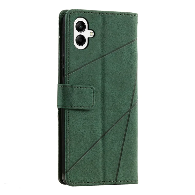 For Samsung Galaxy A05 4G Leather Case Lines Imprinted Skin-touch Wallet Phone Cover - Green