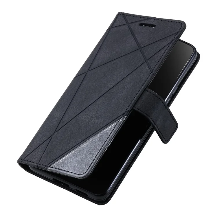 Para Samsung Galaxy A55 5G Capa de Telefone à Prova de Choque Suporte de Suporte PU Leather Wallet Imprinted Line Case - Preto