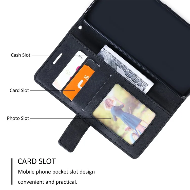 Para Samsung Galaxy A55 5G Capa de Telefone à Prova de Choque Suporte de Suporte PU Leather Wallet Imprinted Line Case - Preto
