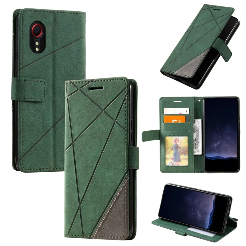 For Samsung Galaxy Xcover7 Case PU Leather Phone Protective Cover Skin-touch Wallet - Green