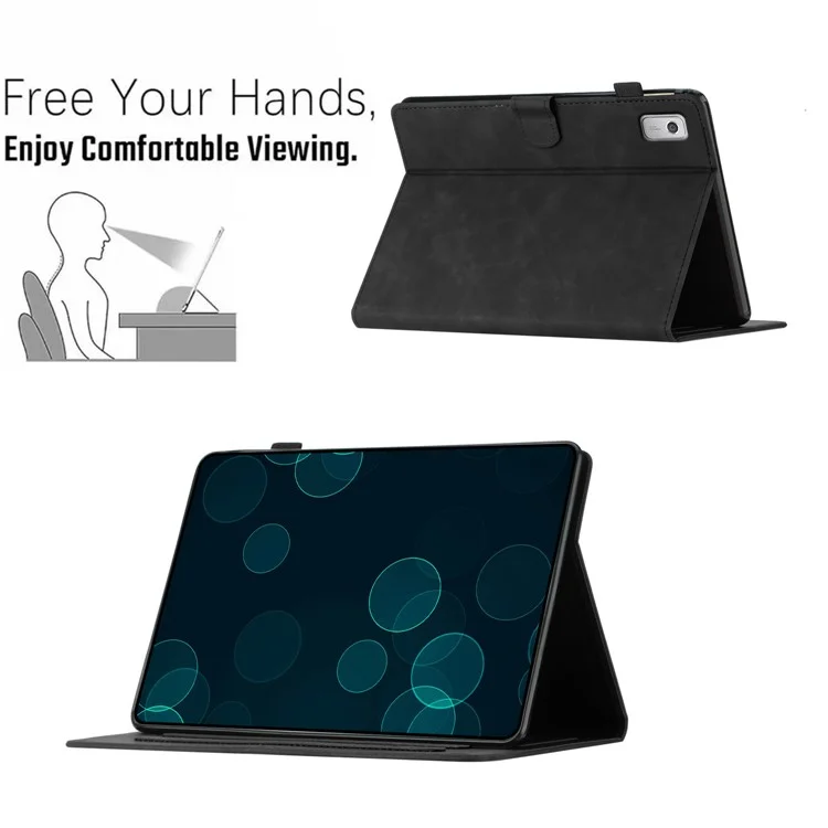 Для Lenovo Tab M9 TB-310FU чехол Слоты для карт PU Кожаный Кокосовая пальма напечатана Чехол для планшета Авто Wake / Sleep - Черный