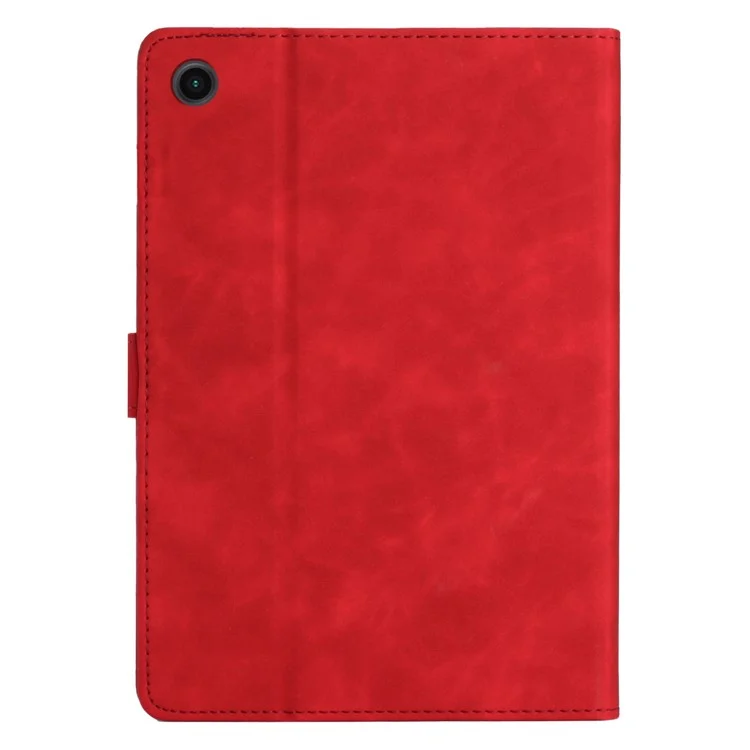 For Lenovo Tab M10 Plus (3rd Gen) Case Coconut Tree Imprinted PU Leather Folio Stand Smart Tablet Cover - Red