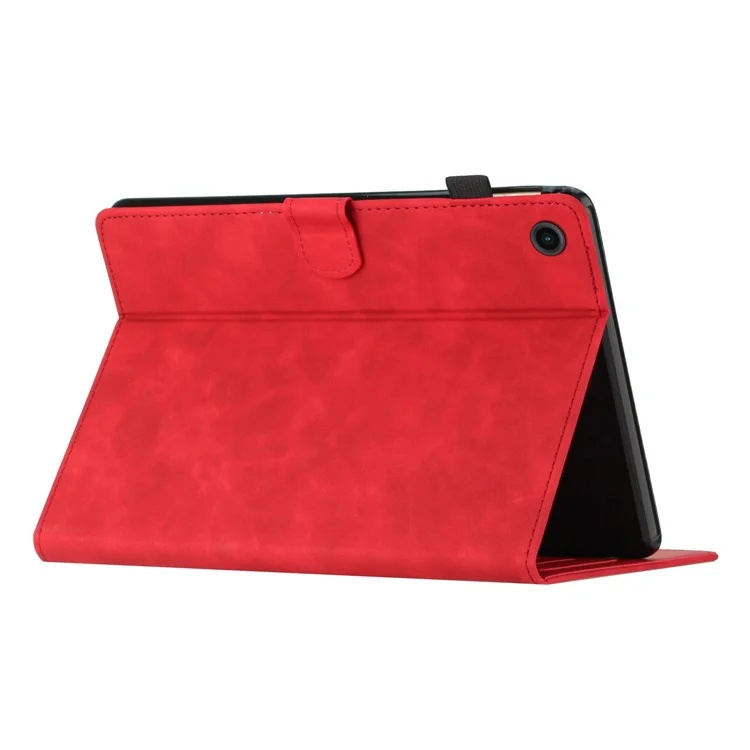 For Lenovo Tab M10 Plus (3rd Gen) Case Coconut Tree Imprinted PU Leather Folio Stand Smart Tablet Cover - Red