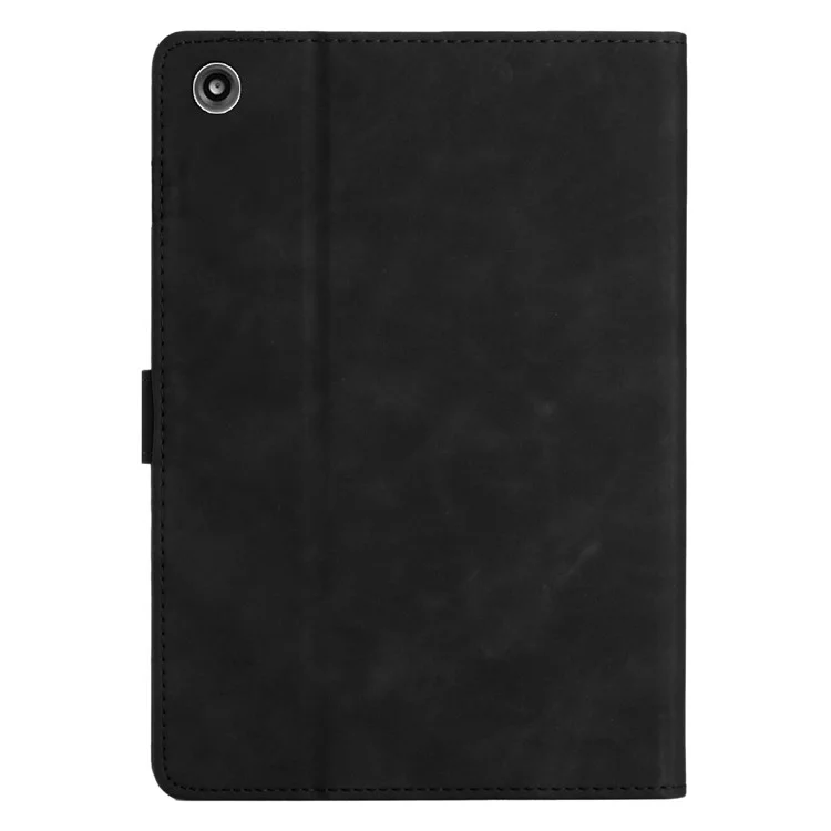 For Amazon Fire 7 2015 / (2017) / (2019) Case Card Slots PU Leather Pattern Folio Smart Tablet Cover - Black