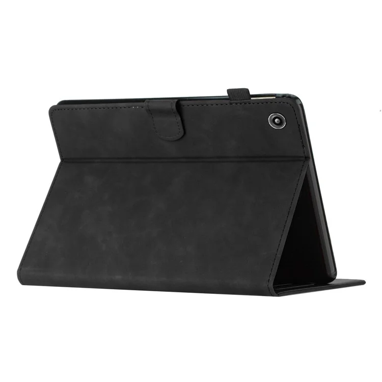 For Amazon Fire 7 2015 / (2017) / (2019) Case Card Slots PU Leather Pattern Folio Smart Tablet Cover - Black