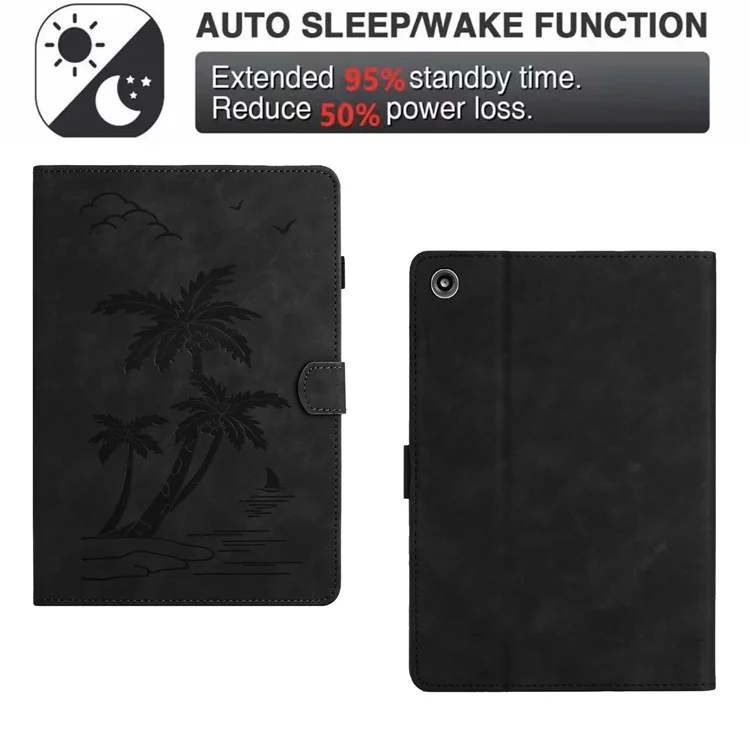 For Amazon Fire 7 2015 / (2017) / (2019) Case Card Slots PU Leather Pattern Folio Smart Tablet Cover - Black