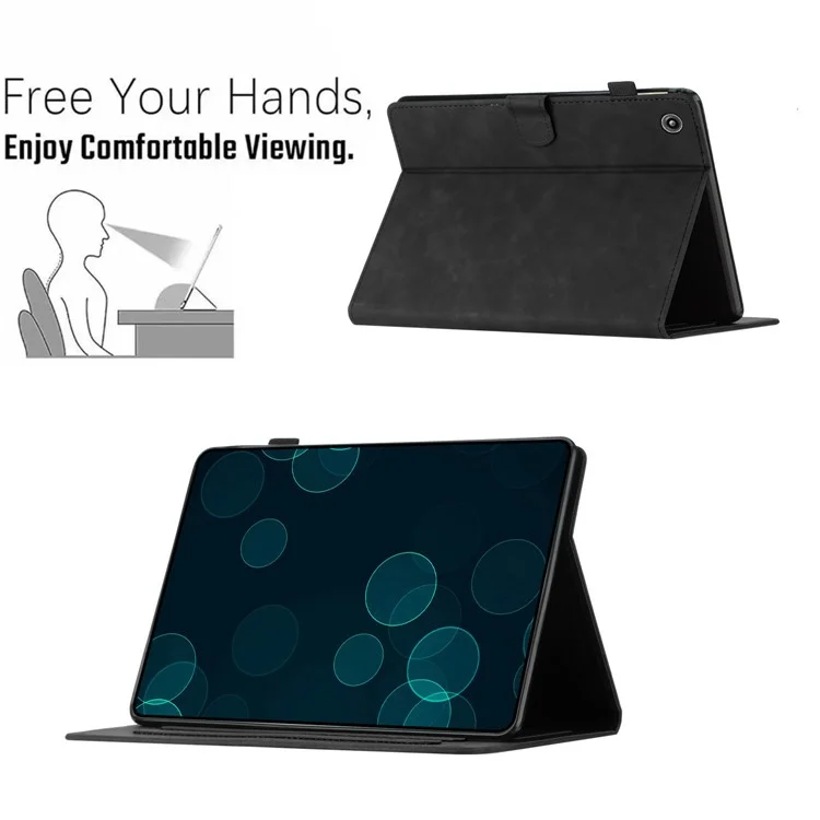 For Amazon Fire 7 2015 / (2017) / (2019) Case Card Slots PU Leather Pattern Folio Smart Tablet Cover - Black