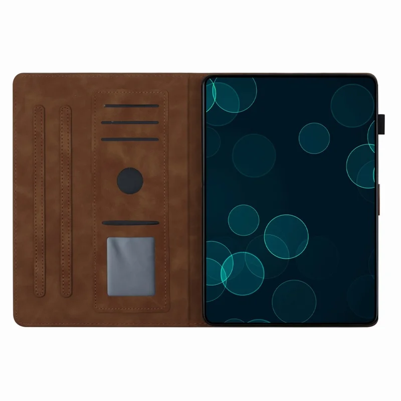 For Amazon Fire 7 2015 / (2017) / (2019) Case Card Slots PU Leather Pattern Folio Smart Tablet Cover - Brown