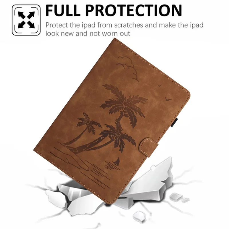 For Amazon Fire 7 2015 / (2017) / (2019) Case Card Slots PU Leather Pattern Folio Smart Tablet Cover - Brown