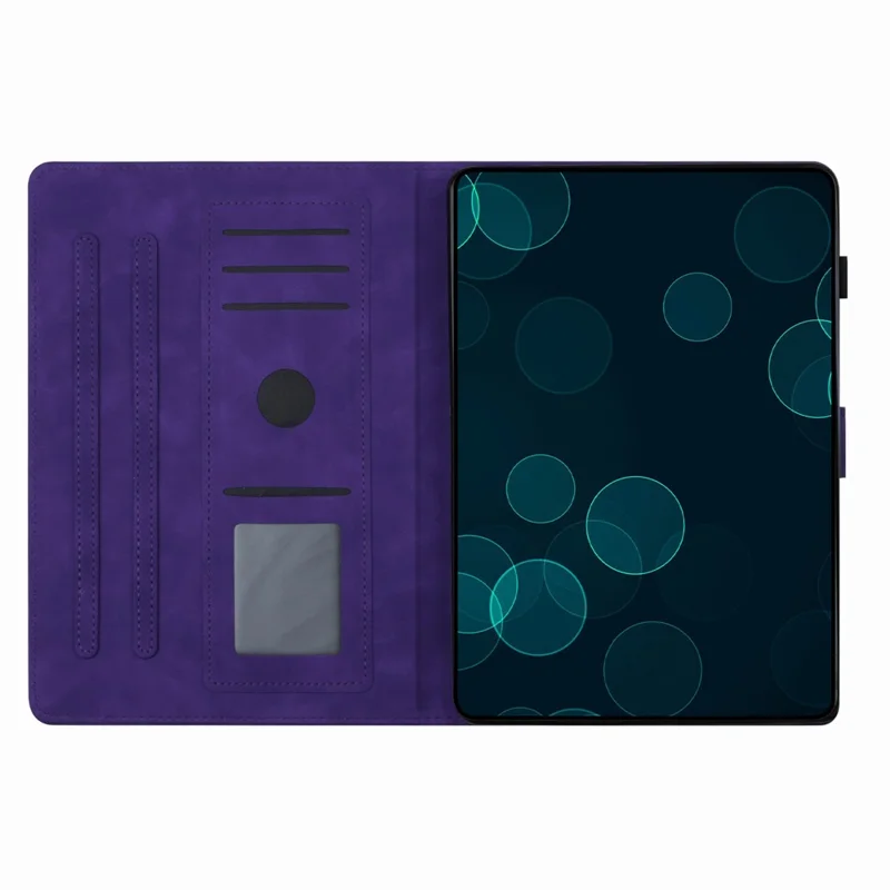 For Amazon Fire Max 11 Case PU Leather Viewing Stand Coconut Tree Tablet Cover with Card Holder - Purple