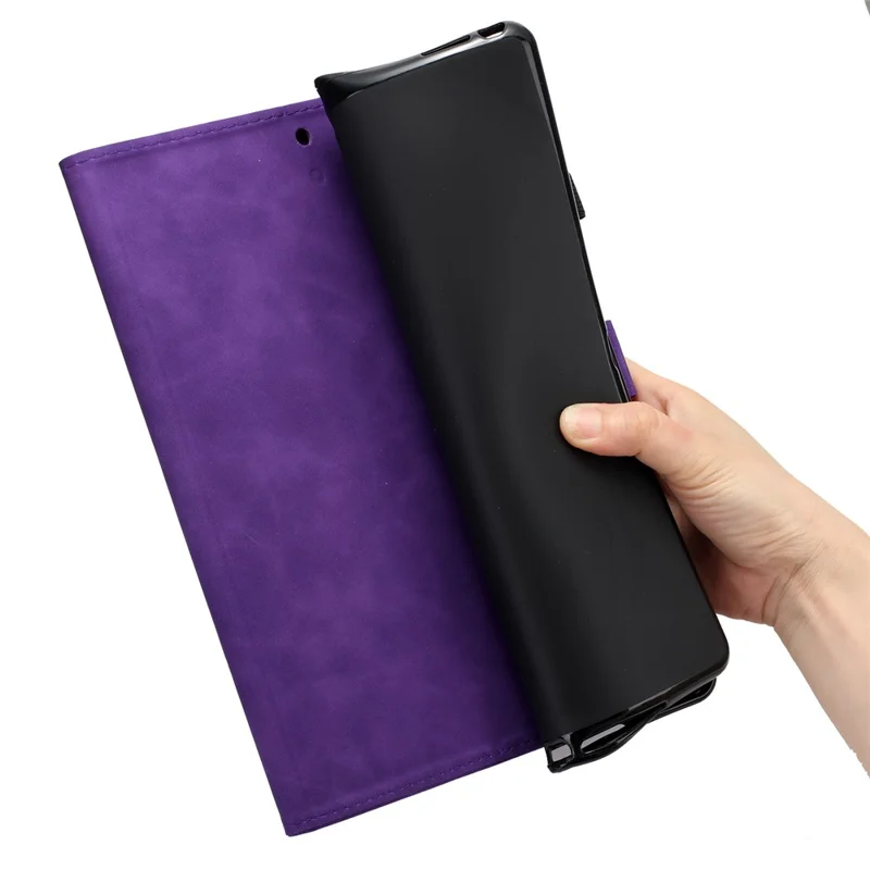 For Amazon Fire Max 11 Case PU Leather Viewing Stand Coconut Tree Tablet Cover with Card Holder - Purple