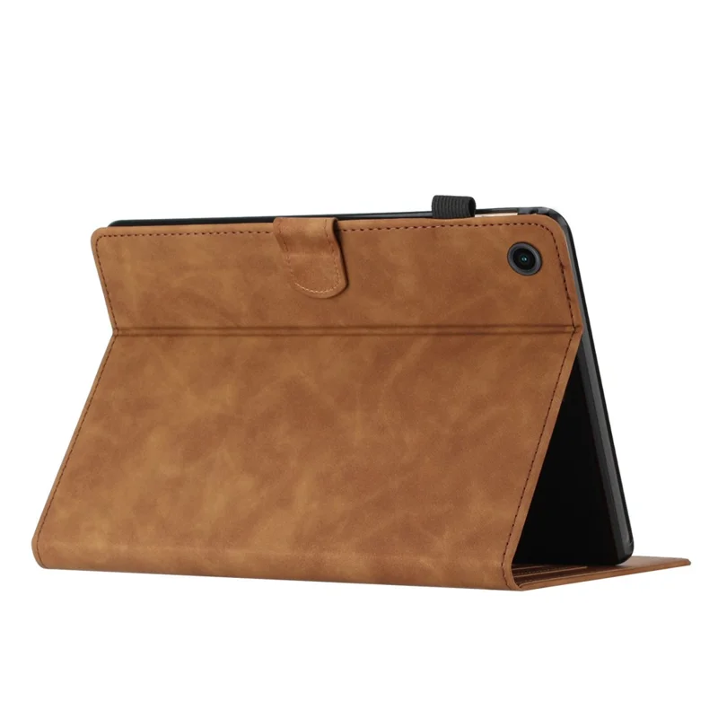 For Samsung Galaxy Tab A9+ (X210 / X216) Case with Card Holder Coconut Tree Pattern PU Leather Tablet Cover - Brown
