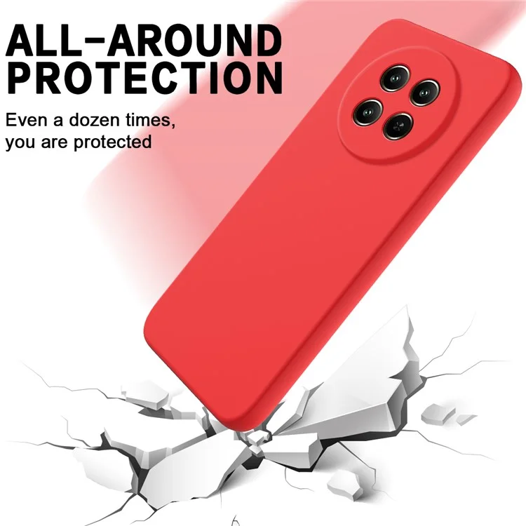 For Realme 12 5G / 12x 5G Case Liquid Silicone Drop-Proof Phone Cover with Wrist Strap - Red