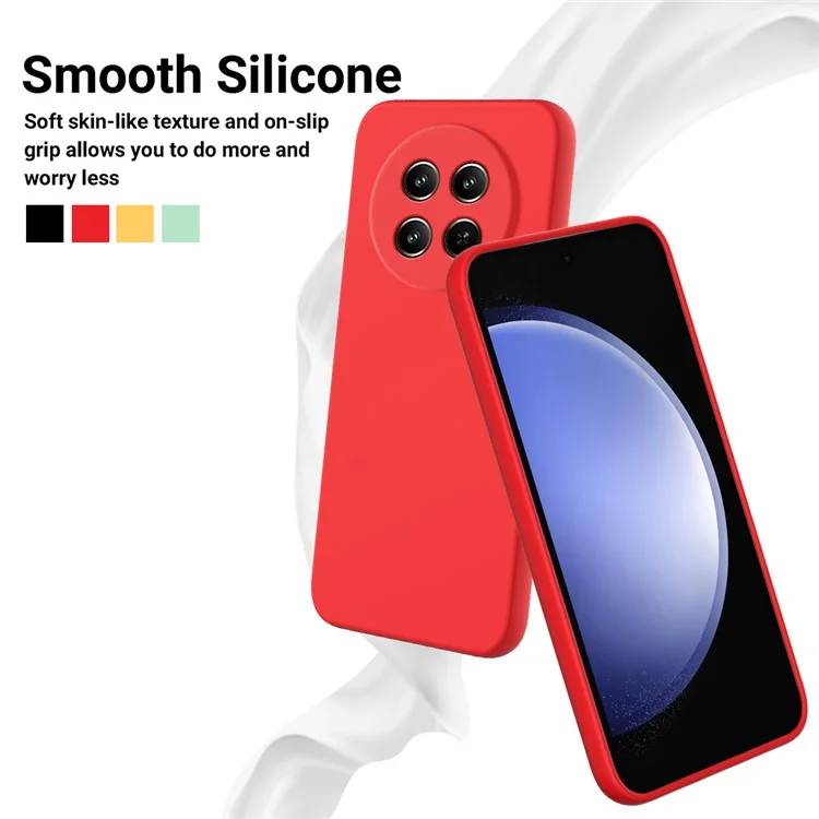 For Realme 12 5G / 12x 5G Case Liquid Silicone Drop-Proof Phone Cover with Wrist Strap - Red