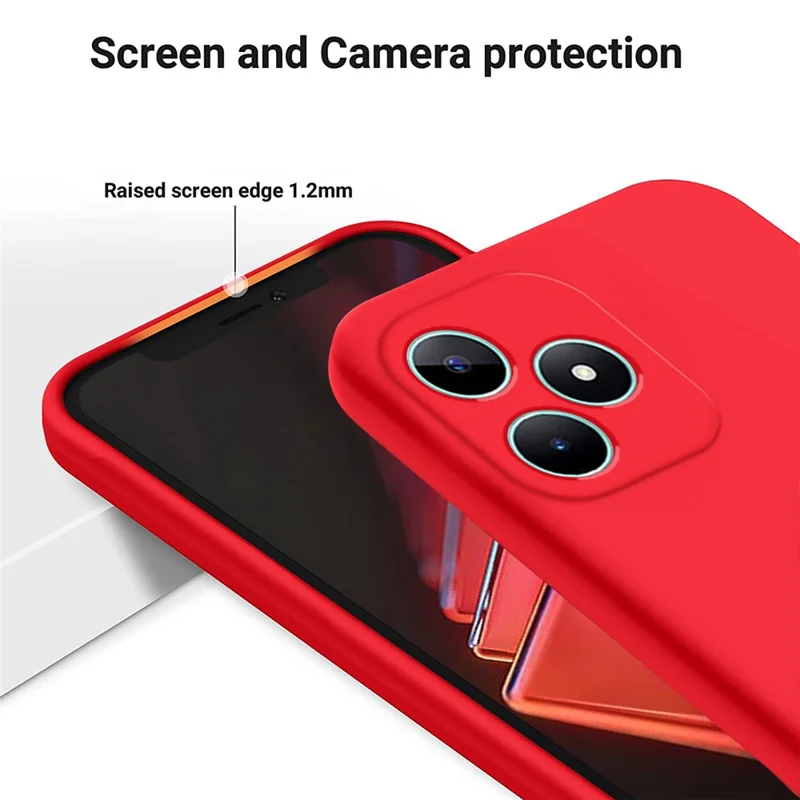 For Realme Note 50 4G Case with Wrist Strap Liquid Silicone Phone Cover - Red